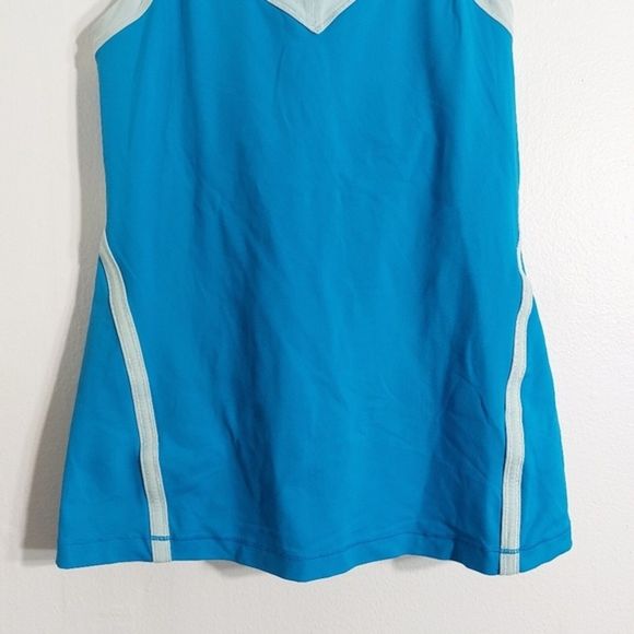 Lululemon Athletica Aqua Mint Colorblock  Crisscross Back Tank Top Size 6 - Picture 3 of 9